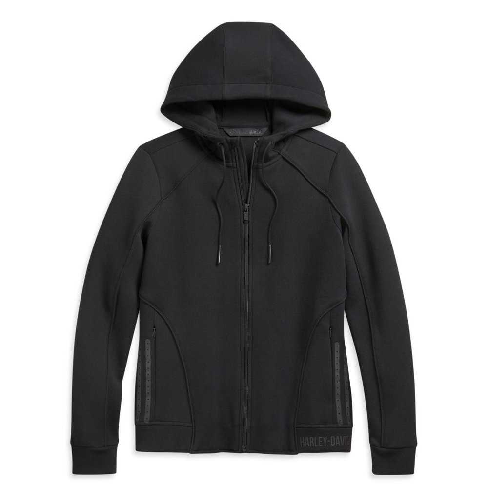 New Harley-Davidson Women's Black Hoodie Sweatshirt Laser Cut B&S 96281-20vw -XL